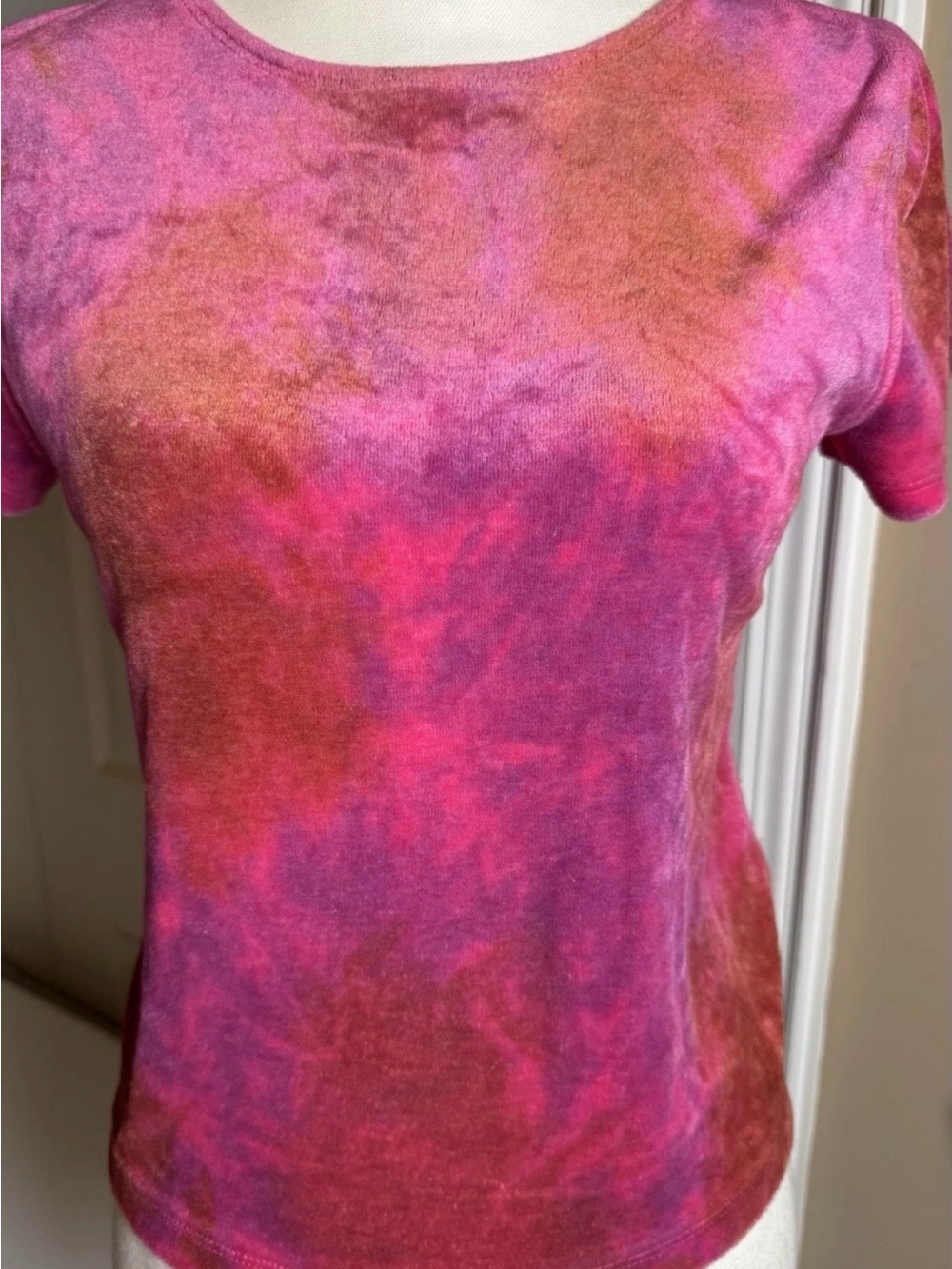 Free People Pink and Purple Tie-Dye Short Sleeve Tee Medium Velvet Feel